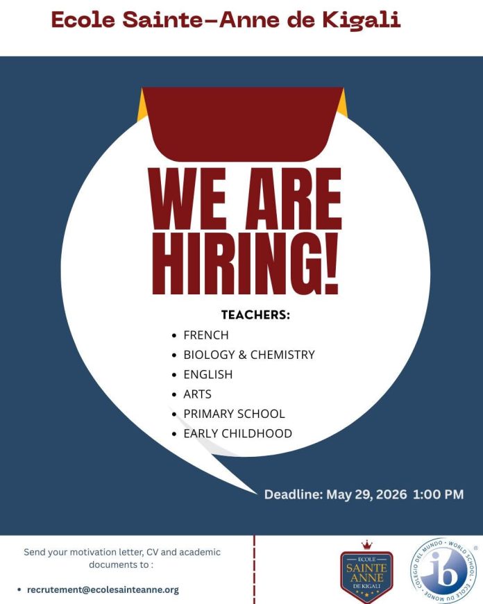 Teaching French, Biology, Chemistry, English, Arts, Primary School Teachers, Early Childhood, Turagufasha gukora application (Check the number Below)