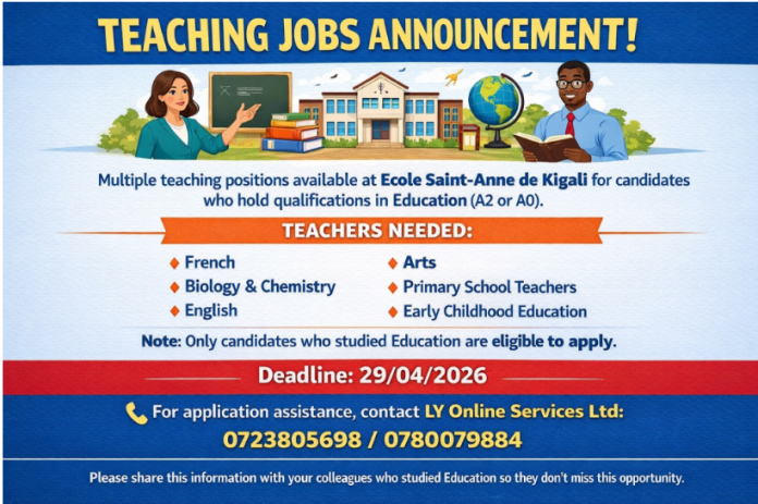 🎓 Teacher Jobs in Kigali 2026 – Apply Now for High-Demand Teaching Positions
