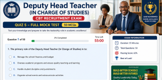 🎓 Deputy Head Teacher (Studies) RECRUITMENT CBT Quiz 3