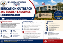 Education Outreach and English Language Coordinator Job at U.S. Embassy Kigali 2026 | Apply by 7 August Education Outreach and English Language Coordinator Job at U.S. Embassy Kigali 2026 | Apply by 7 August